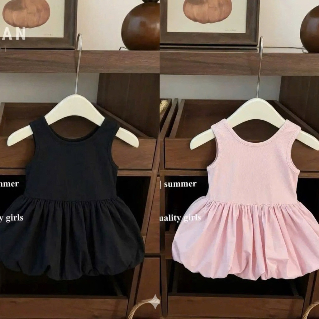 (Order) Váy sát nách hở lưng dáng bí bồng đáng yêu cho bé gái mùa hè