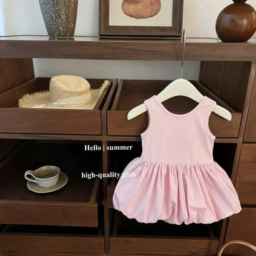 (Order) Váy sát nách hở lưng dáng bí bồng đáng yêu cho bé gái mùa hè
