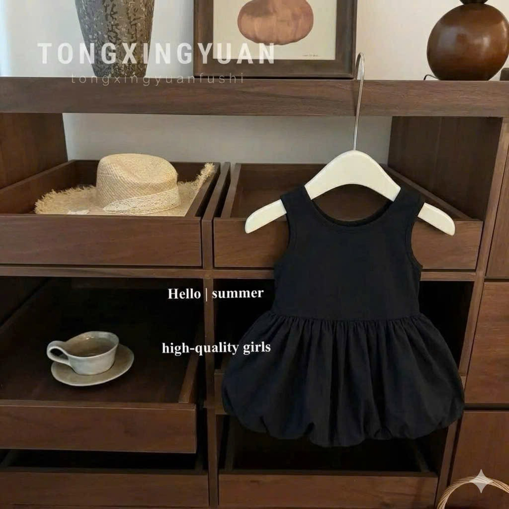 (Order) Váy sát nách hở lưng dáng bí bồng đáng yêu cho bé gái mùa hè