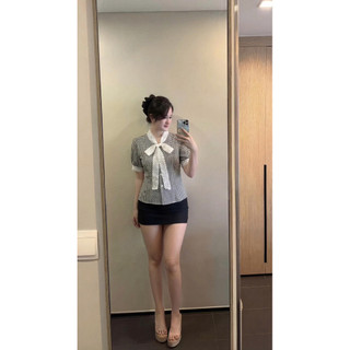 áo sơ mi kẻ phối ren trẻ trung dễ phối đồ, chất liệu mềm mát K5