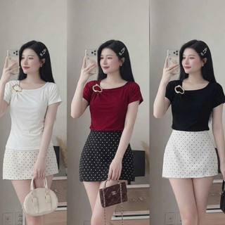 Áo Thun Lệch Vai Tag Nổi Ôm Dáng New
