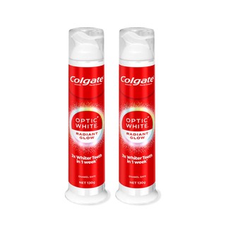 [LS] Bộ 2 kem đánh răng Colgate vòi nhấn thông minh Optic White Radiant Glow trắng răng, khóa chân không 130g/ống