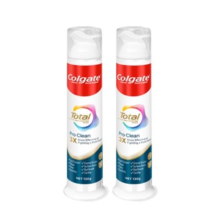 [LS] Bộ 2 kem đánh răng Colgate vòi nhấn thông minh Total Pro Clean, khóa chân không hạn chế tiếp xúc vi khuẩn 130g/ống