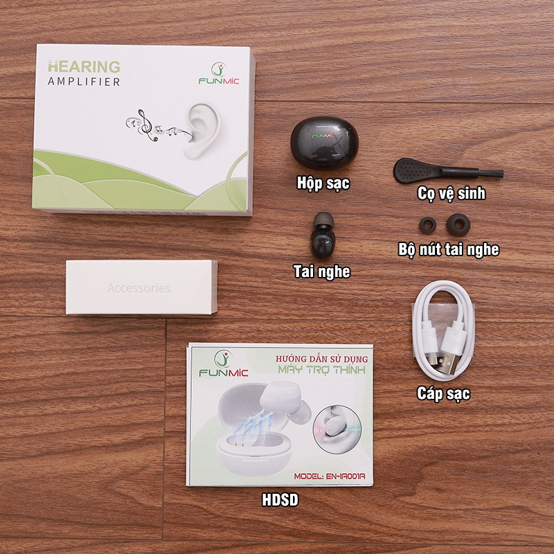 Máy trợ thính nhét tai Funmic EN-IA001A - Đeo 1 bên tai, khuyếch đại âm thanh to rõ