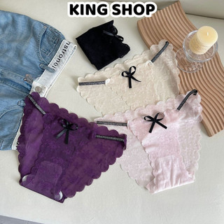 Combo 3 Quần lót Nữ Ren Hoạ Tiết Đính Nơ Dây Eo Tôn Dáng Sexy, Quần Chip Mềm Đáy Dán 2 Lớp King Shop L-1006