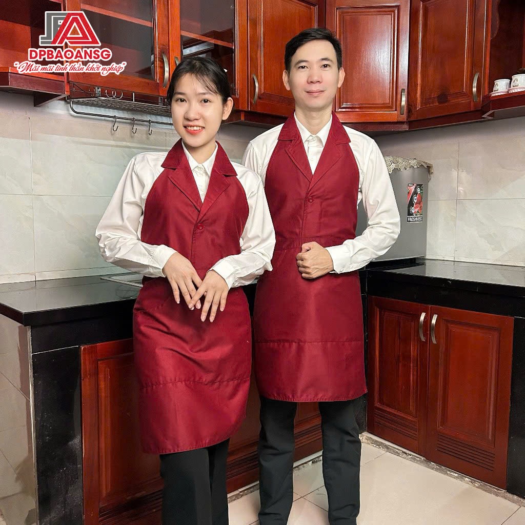 Tạp Dề Cổ Vest Sang Trọng Cho Phục Vụ Nhà Hàng, Khách Sạn Cao Cấp - Vải Kaki Nhiều Màu Đẹp