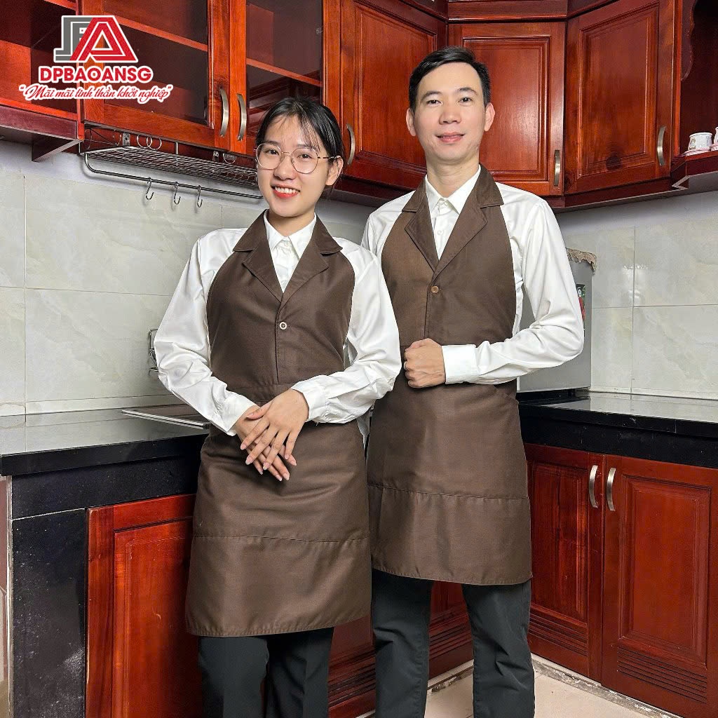 Tạp Dề Cổ Vest Sang Trọng Cho Phục Vụ Nhà Hàng, Khách Sạn Cao Cấp - Vải Kaki Nhiều Màu Đẹp