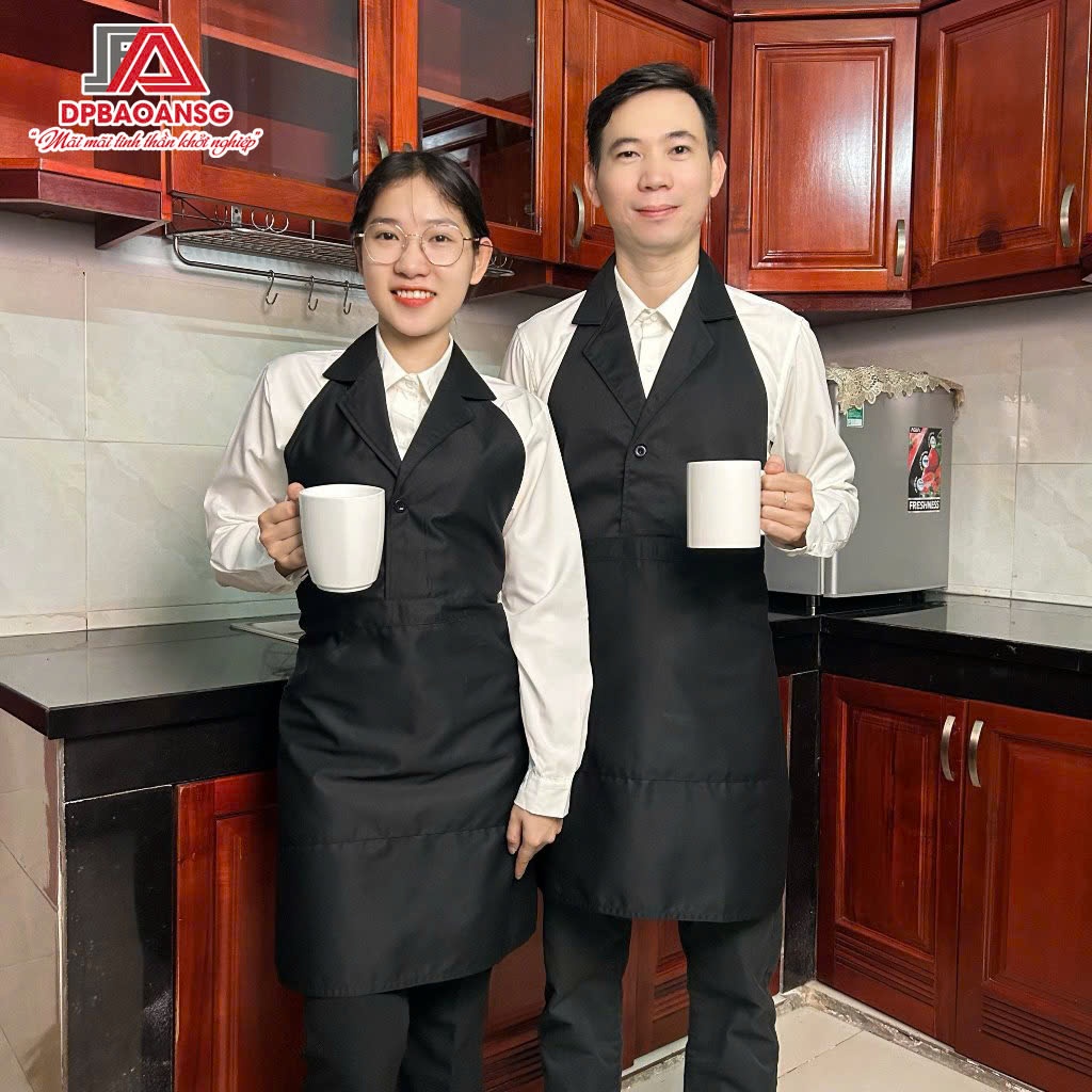 Tạp Dề Cổ Vest Sang Trọng Cho Phục Vụ Nhà Hàng, Khách Sạn Cao Cấp - Vải Kaki Nhiều Màu Đẹp