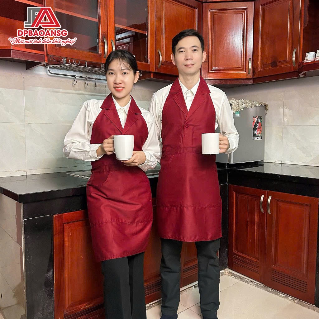 Tạp Dề Cổ Vest Sang Trọng Cho Phục Vụ Nhà Hàng, Khách Sạn Cao Cấp - Vải Kaki Nhiều Màu Đẹp
