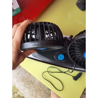 Quạt đôi mini ô tô cỡ lớn, quạt ô tô điện 12v và 24v có chân cắm sạc.