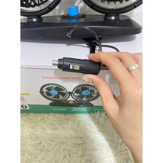 Quạt đôi mini ô tô cỡ lớn, quạt ô tô điện 12v và 24v có chân cắm sạc.