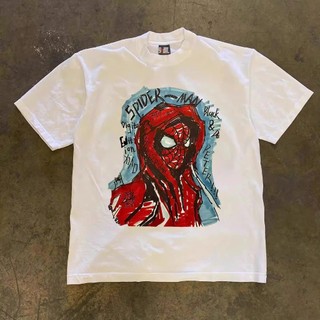 Áo Thun Cổ Tròn Nam Nữ Phối Hình Người Nhện Đỏ  Phong Cách Trẻ Trung, Chất Liệu Cotton Dày Dặn