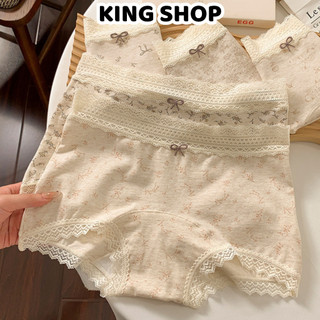 Combo 3 Quần Lót Nữ Cotton Dạng Đùi Hoạ Tiết Nhí Bắt Mắt Nơ Xinh, Quần Chip Boxer Viền Ren Mềm Thoáng King Shop L-5272