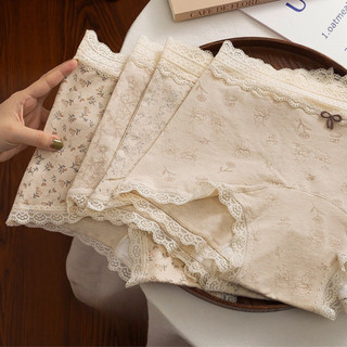 Combo 3 Quần Lót Nữ Cotton Dạng Đùi Hoạ Tiết Nhí Bắt Mắt Nơ Xinh, Quần Chip Boxer Viền Ren Mềm Thoáng King Shop L-5272