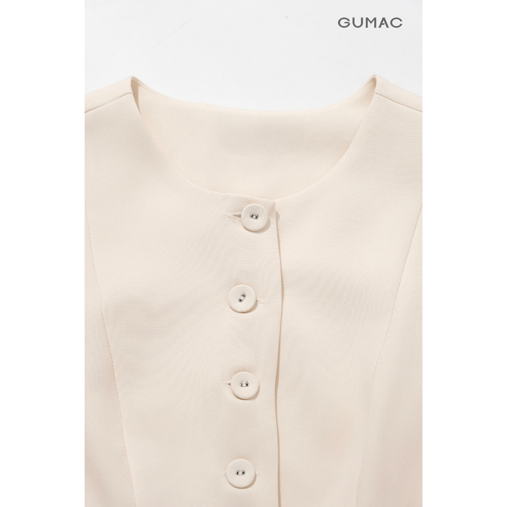 Áo Gile Nữ GUMAC Form Peplum Cổ Tròn Đánh Eo Nhẹ Tôn Dáng Sang Trọng AG03026