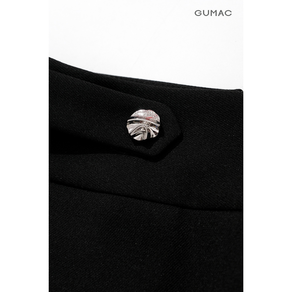Quần Tây Nữ GUMAC Form Ống Thẳng 28cm Tôn Dáng Lưng Cao Phối Nút Kim Loại Thanh Lịch QG03020