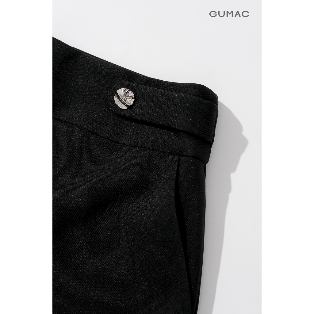 Quần Tây Nữ GUMAC Form Ống Thẳng 28cm Tôn Dáng Lưng Cao Phối Nút Kim Loại Thanh Lịch QG03020