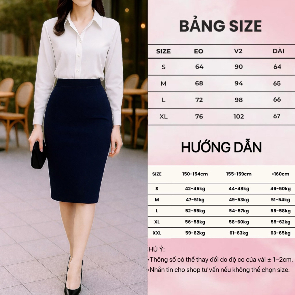 Chân Váy Bút Chì Màu Xanh Than CV02, Cạp Cao Tôn Dáng, Chất Liệu Đẹp.