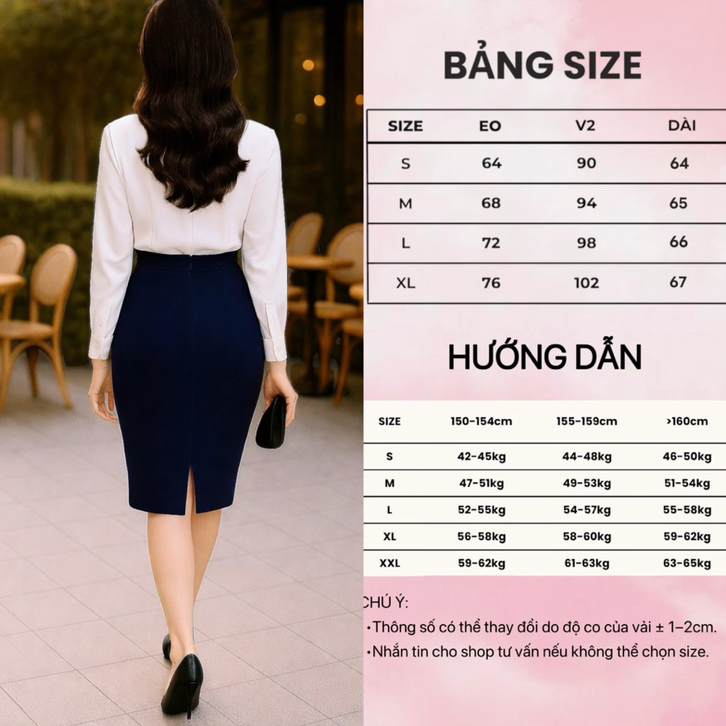 Chân Váy Bút Chì Màu Xanh Than CV02, Cạp Cao Tôn Dáng, Chất Liệu Đẹp.