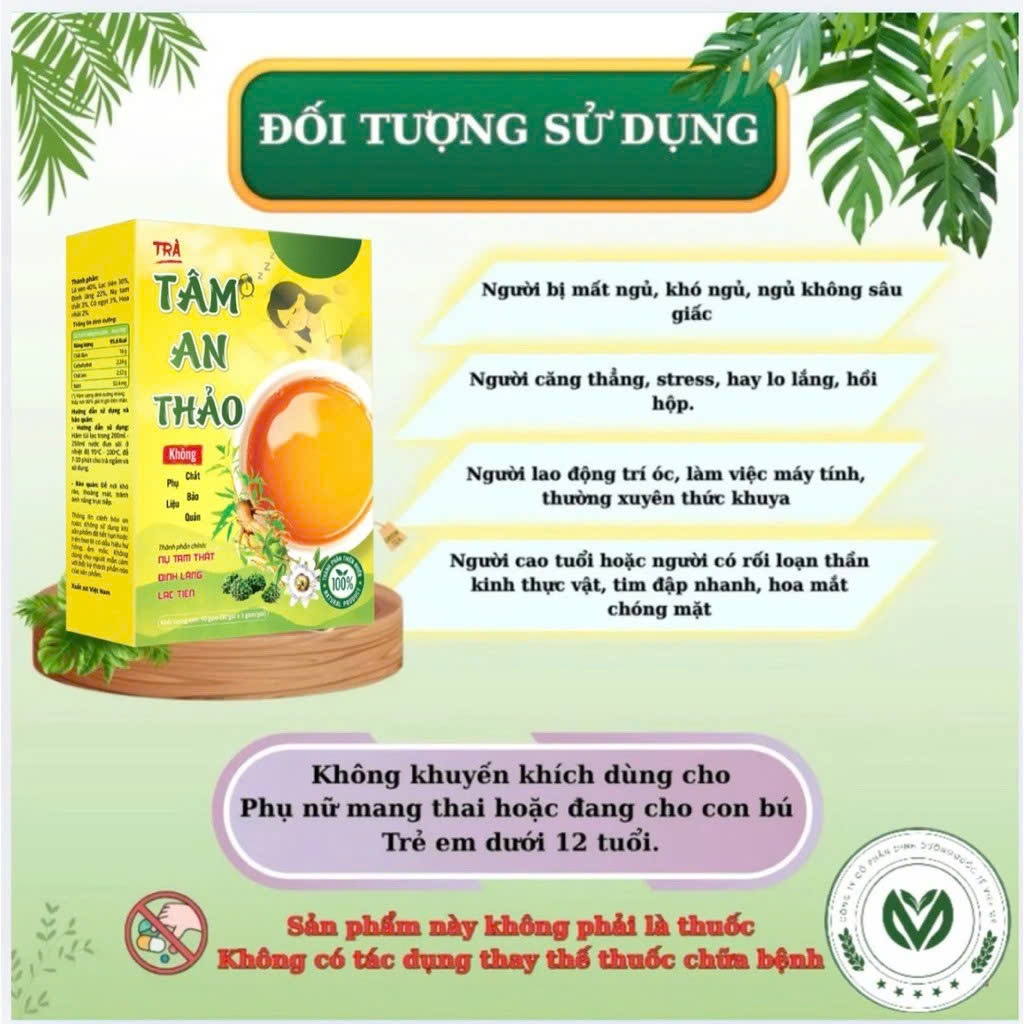 ✅ [Chính Hãng] Trà Tâm An Thảo Hộp 30 Gói ✅ Cải thiện giấc ngủ giúp ngủ ngon giảm đau đầu căng thẳng stress thư giãn