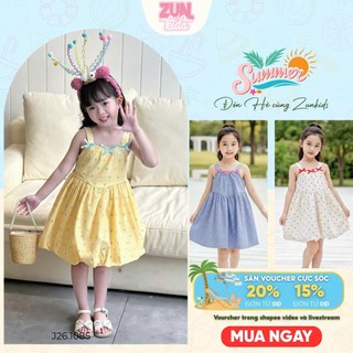 Đầm Dây Bé Gái Nơ Xinh AZD623 – Váy Công Chúa Tùng Xòe Bồng, Mềm Mát Đi Biển Du Lịch