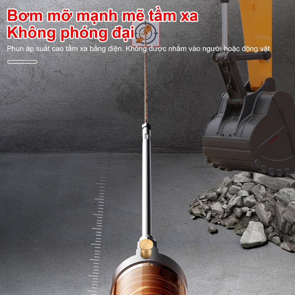 Thân bơm mỡ pin 12000PSI,máy bơm mỡ pin dùng 21V,súng bơm mỡ pin cầm tay,thân bơm mỡ điện 600CC