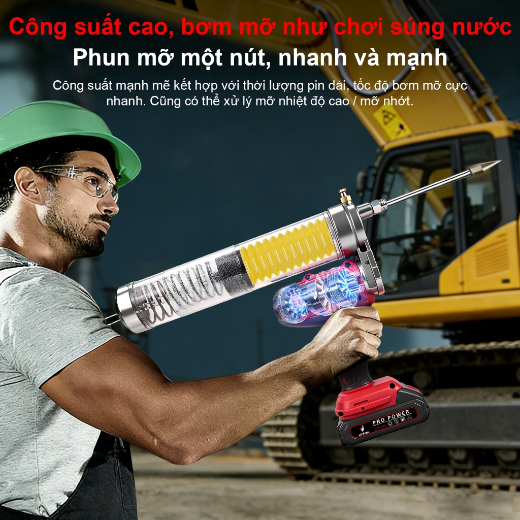 Thân bơm mỡ pin 12000PSI,máy bơm mỡ pin dùng 21V,súng bơm mỡ pin cầm tay,thân bơm mỡ điện 600CC