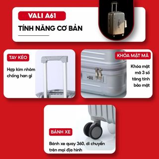 Vali Du Lịch Khóa Kéo Kingsun A61 Size 20/24/28 Nhựa ABS+PC Thời Trang Bảo Hành 5 Năm
