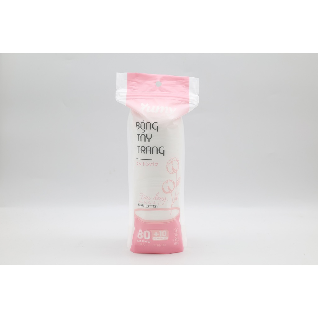 Combo 10 túi Bông tẩy trang YUMY 90 miếng tròn, cotton mềm mịn không xơ bông làm sạch da (TT19_141)