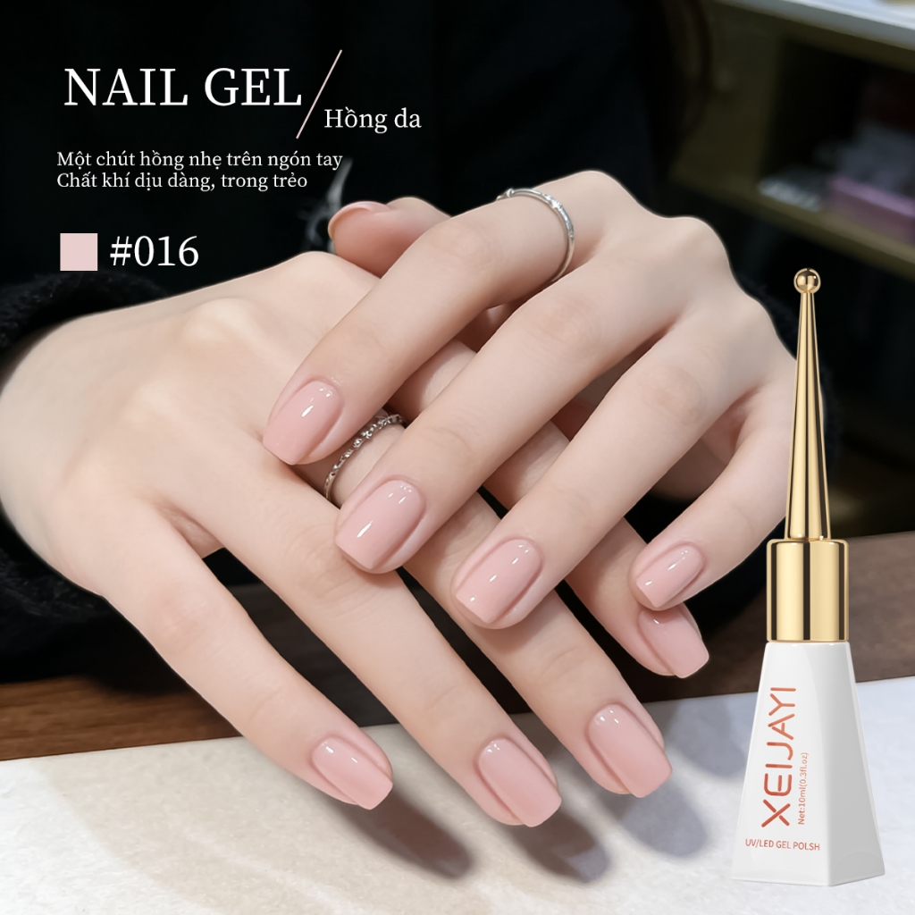 XEIJAYI 10ml - Sơn móng tay dạng gel màu hồng nhạt thời trang, phù hợp cho salon và sử dụng hàng ngày.