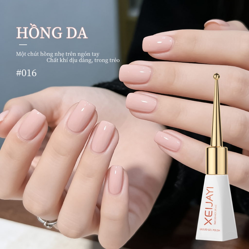 XEIJAYI 10ml - Sơn móng tay dạng gel màu hồng nhạt thời trang, phù hợp cho salon và sử dụng hàng ngày.