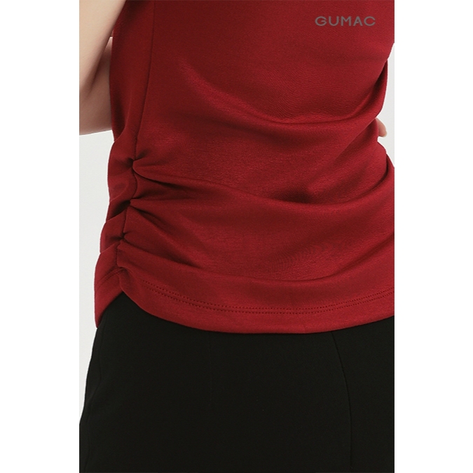 Áo Thun Nữ Kiểu Lệch Vai GUMAC Form Ôm Slimfit Nhún Nhẹ Eo Chất Thun Mịn Mềm Mát Co Giãn ATF03031