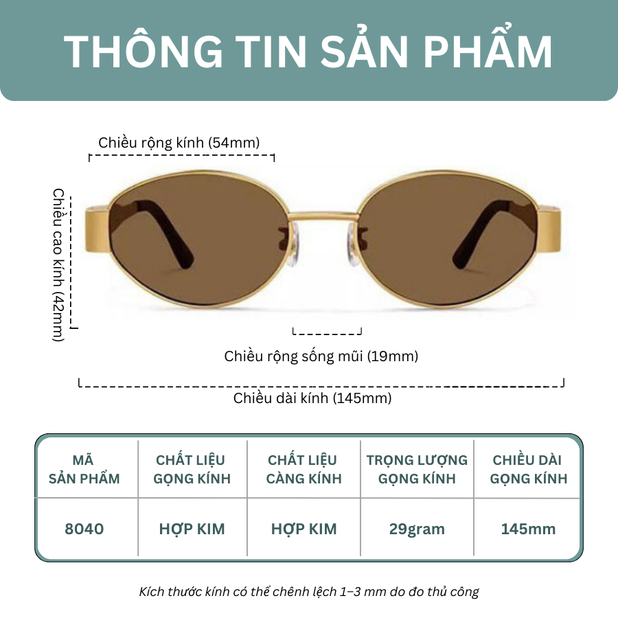 Kính Râm Thời Trang MOCO Gọng Kim Loại Cao Cấp, Form Oval Dễ Đeo, Phù Hợp Đi Biển, Đi Du Lịch 8040