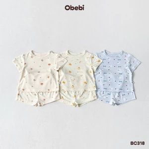 Bộ Cộc Mùa Hè Vải Mềm Mát In Họa Tiết Nhân Vật Obebi Cho Bé Trai Bé Gái Từ 6- 22kg BC318
