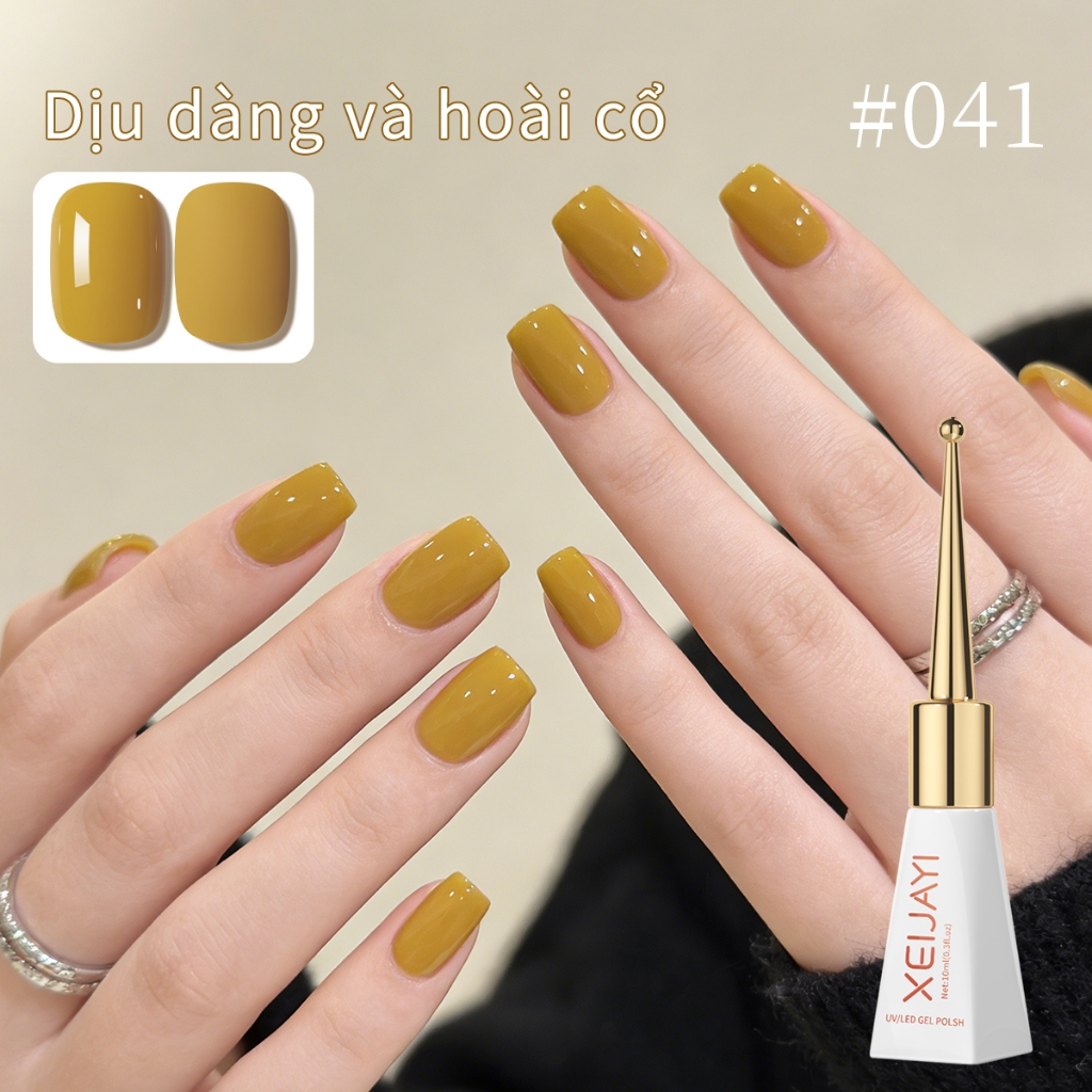 XEIJAYI 10ml- Sơn móng tay dạng gel màu vàng gừng cổ điển, bền màu và thích hợp sử dụng trong salon.