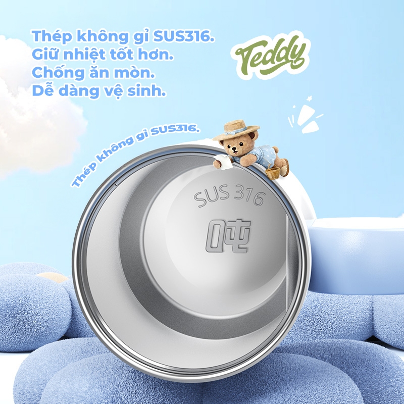 Bình giữ nhiệt Teddy “Hồi âm của hoa” bản sưu tầm, giữ nóng/lạnh, có tay cầm, cốc uống 2 chế độ, phù hợp gym và xe hơi.