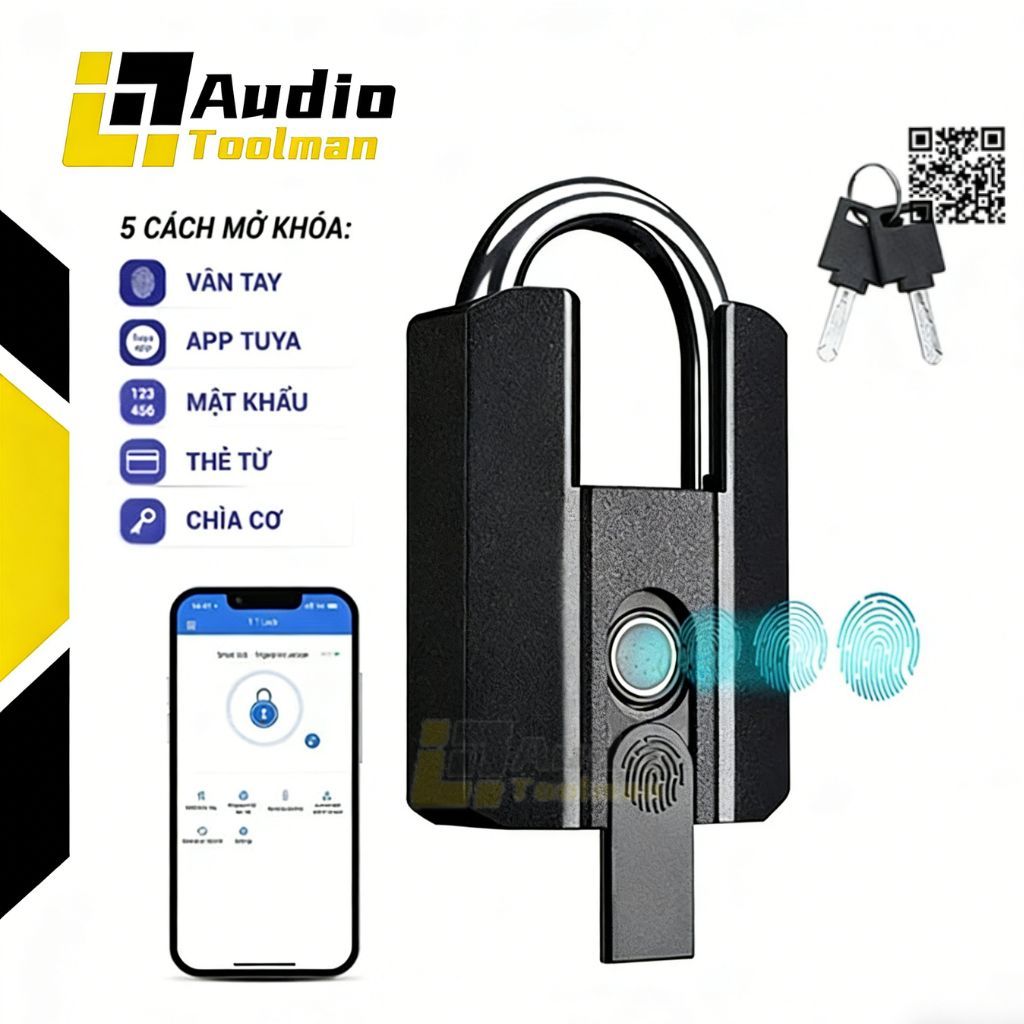 [App TT LOCK ] Ổ khoá móc bấm vân tay chống nước