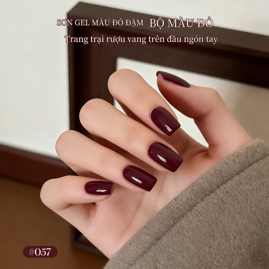 XEIJAYI 10ml - Sơn móng tay dạng gel màu đỏ anh đào đậm, độ bóng lâu trôi, phù hợp cho mọi mùa.