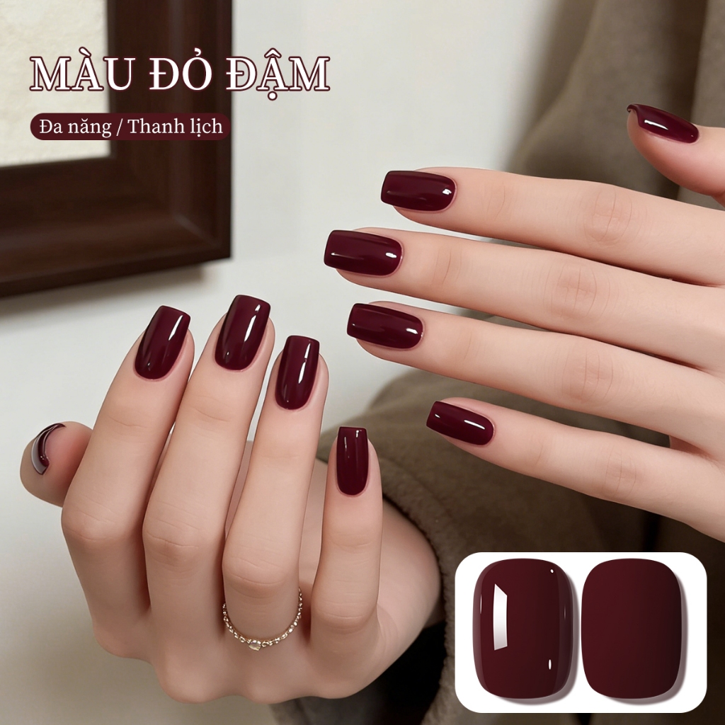 XEIJAYI 10ml - Sơn móng tay dạng gel màu đỏ anh đào đậm, độ bóng lâu trôi, phù hợp cho mọi mùa.