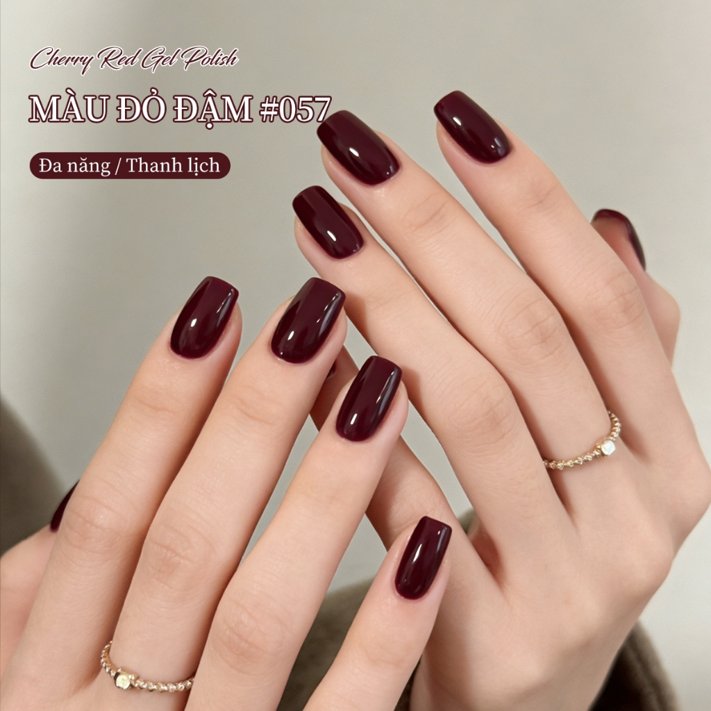XEIJAYI 10ml - Sơn móng tay dạng gel màu đỏ anh đào đậm, độ bóng lâu trôi, phù hợp cho mọi mùa.