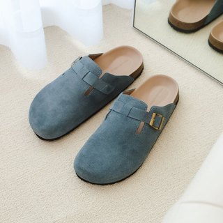  Dép Nam Suede Clogs Mules Slate Blue, Quai Dép Da Lộn, Đế Dép Đế Chấu, DE0017, SOME HOW STORE