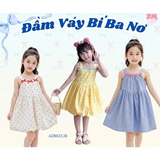 Đầm Dây Bé Gái Nơ Xinh AZD623 – Váy Công Chúa Tùng Xòe Bồng, Mềm Mát Đi Biển Du Lịch