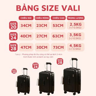 Vali Du Lịch Khóa Kéo Kingsun A61 Size 20/24/28 Nhựa ABS+PC Thời Trang Bảo Hành 5 Năm