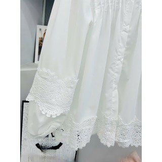 Váy Nữ, Váy Babydoll Nữ, Váy Sơ Mi Babydoll Trắng Ly Ngực Pha Chân Ren Sang Chảnh