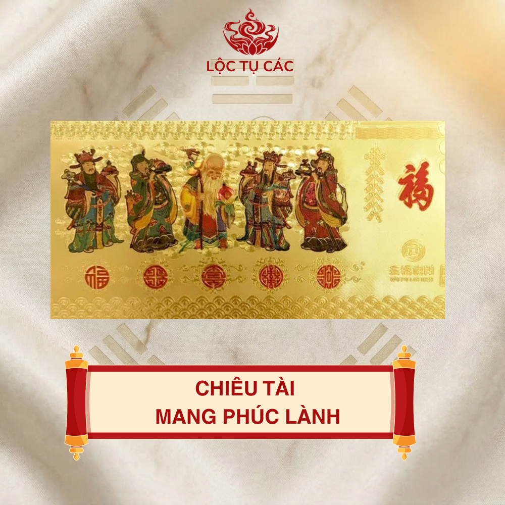 Vật phẩm, bộ ngũ lộc 6 món - Túi nhung, vàng thỏi, xu Âm Dương, lá thanh quế, tờ ngũ phúc, chỉ đỏ ( MẸO CÔ PHƯƠNG HẰNG )