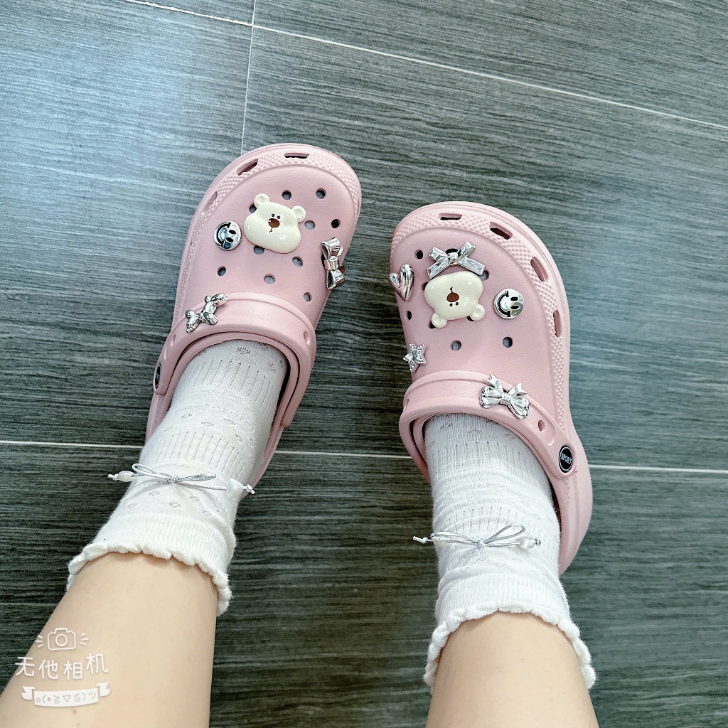 Dép sục nữ đế cao, mềm đi êm chân đính kèm charm siêu xinh