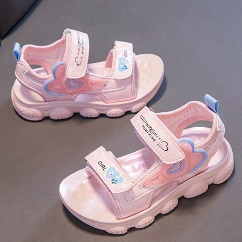 [M169] Sandal Bé Gái Quai Hậu Siêu Nhẹ, Dép Quai Hậu Bé Gái Họa Tiết Trái Tim Phong Cách Hàn Quốc size 26-37 TH Kids