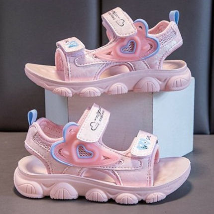 [M169] Sandal Bé Gái Quai Hậu Siêu Nhẹ, Dép Quai Hậu Bé Gái Họa Tiết Trái Tim Phong Cách Hàn Quốc size 26-37 TH Kids