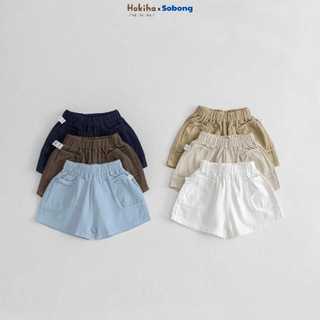 Quần đùi kaki phối túi thật cho bé trai, bé gái phong cách Hàn Quốc Hokiha vải kaki mềm, thoáng mát size 8-17kg QQ37