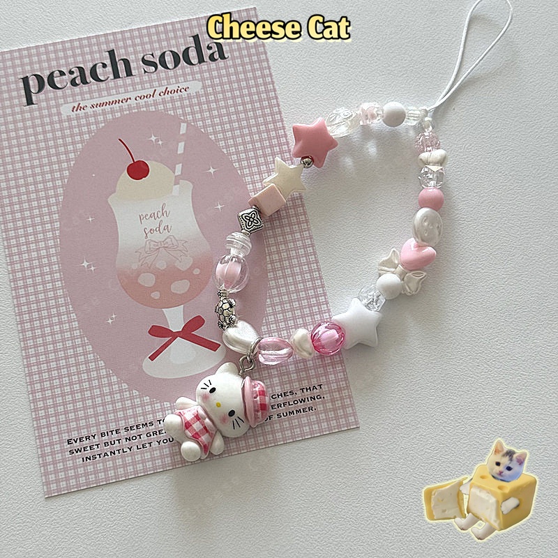 Màu hồng dễ thương Ngôi sao trắng Kitty Dây buộc hạt Dây buộc chống thất lạc